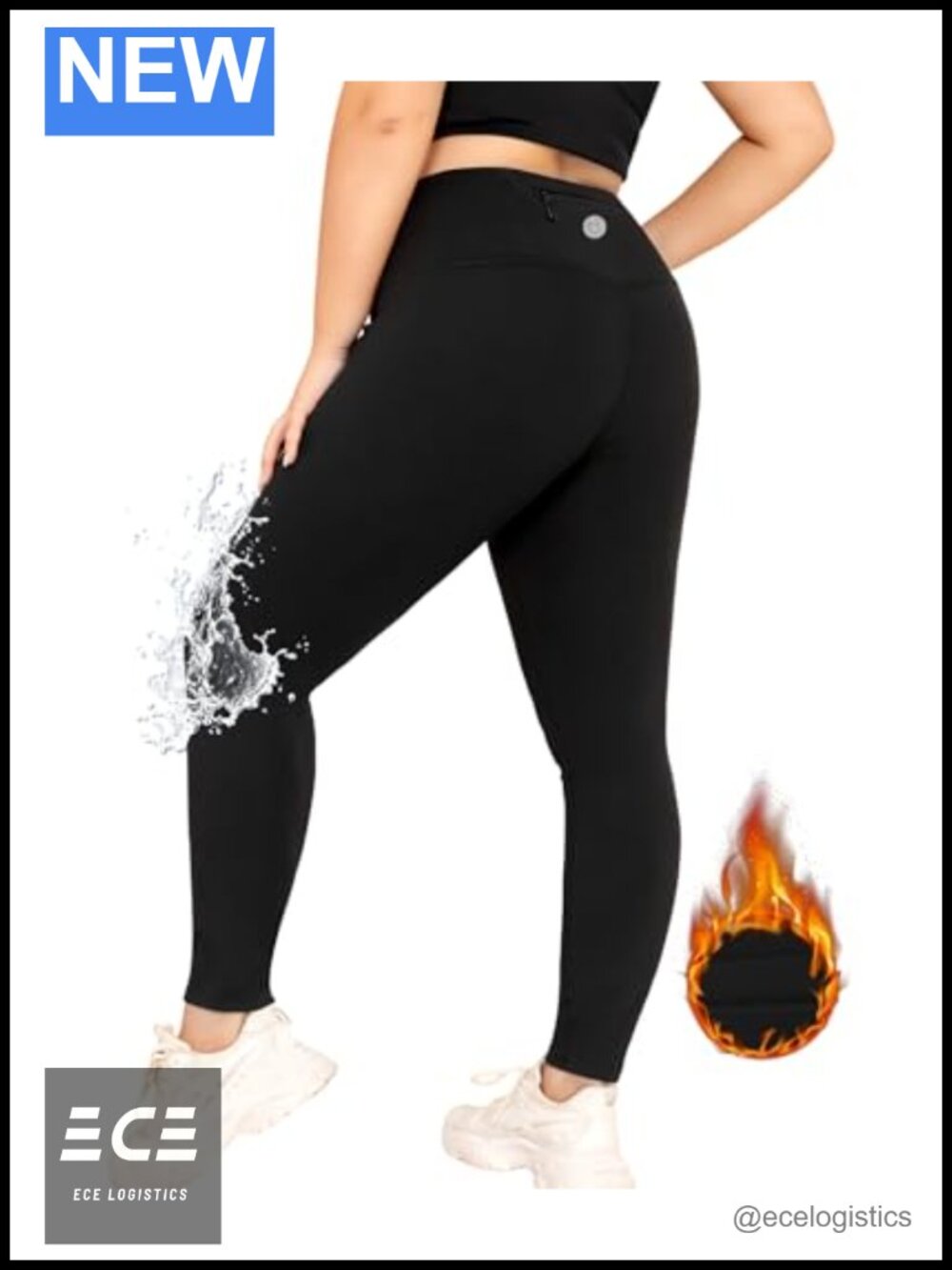 Plus Size Fleece Lined Leggings Water Resistant Thermal High Waisted Pants